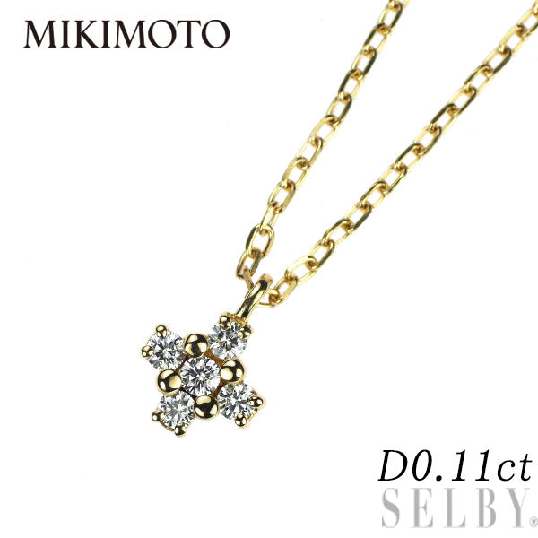 ミキモト K18YG ダイヤモンド ペンダントネックレス 0.11ct フラワー