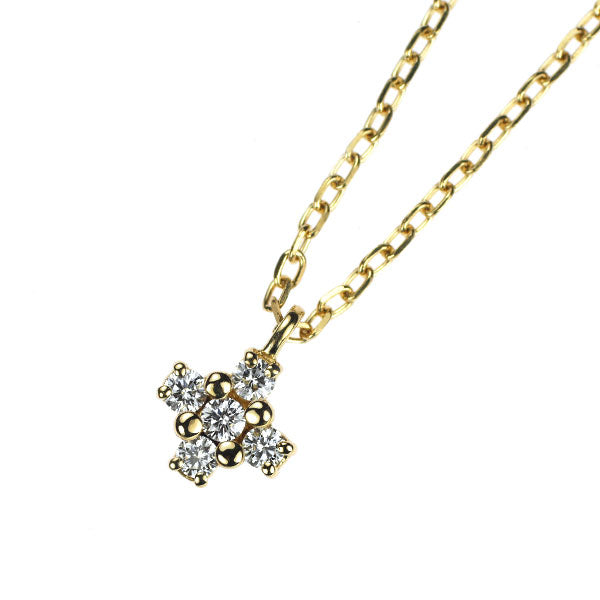 ミキモト K18YG ダイヤモンド ペンダントネックレス 0.11ct フラワー