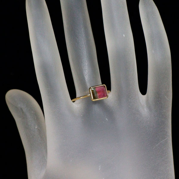 K18YG パーティーカラードトルマリン リング 1.36ct
