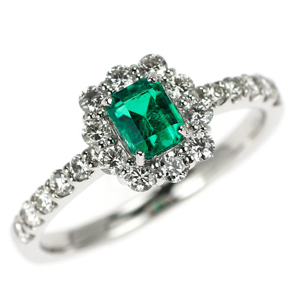 Pt950 エメラルド ダイヤモンド リング 0.35ct D0.46ct