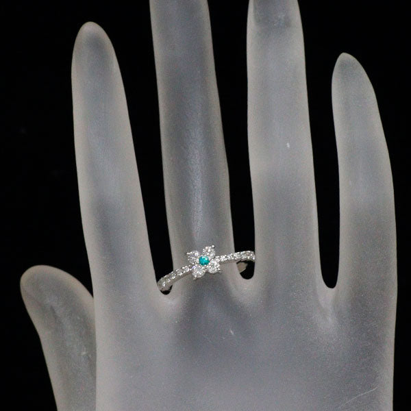 希少 Pt900 パライバトルマリン ダイヤモンド リング 0.03ct D0.50ct フラワー