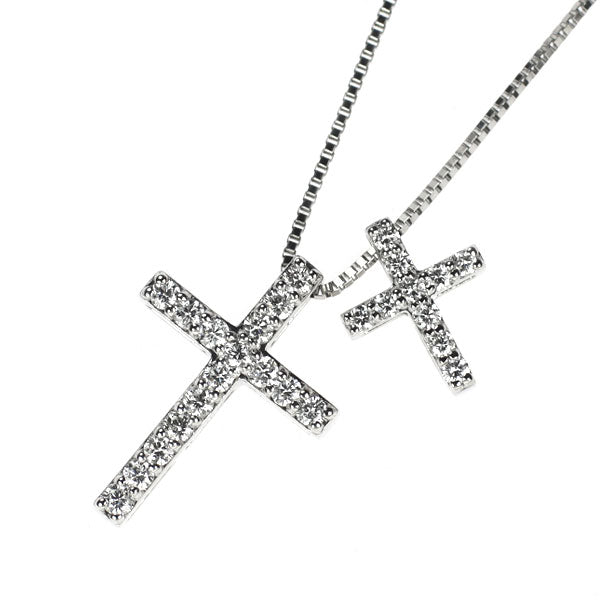 Pt900/ Pt850 ダイヤモンド ペンダントネックレス 0.35ct セパレートクロス 3way