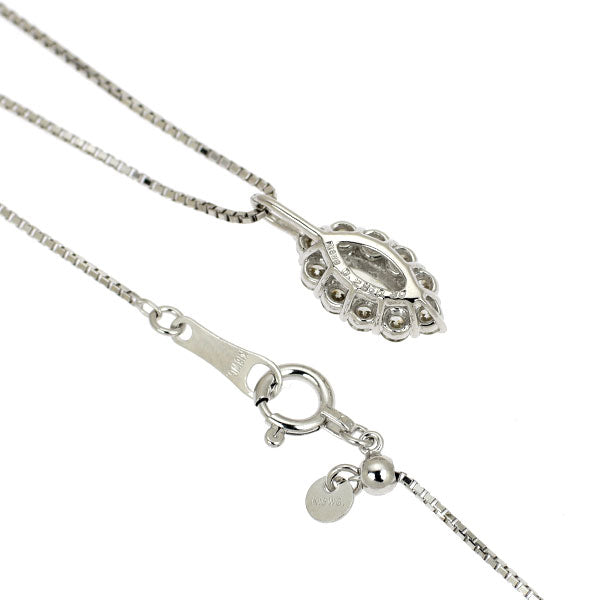 K18WG マーキス ダイヤモンド ペンダントネックレス 0.286ct D0.30ct