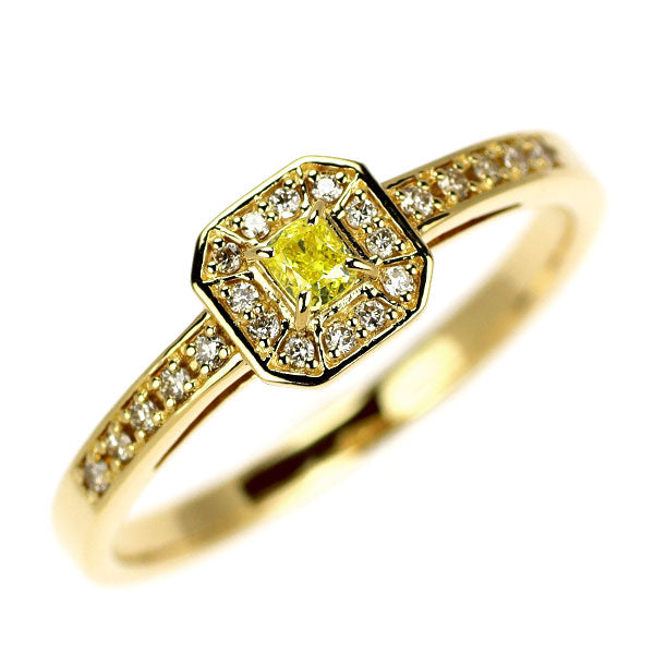 K18YG Natural Yellow Diamond Ring 0.098ct FIY VVS2 D0.10ct