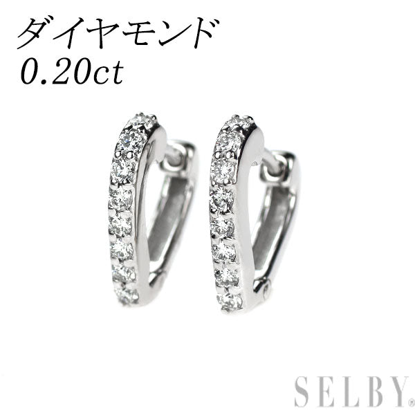 K18WG ダイヤモンド ピアス 0.20ct フープ