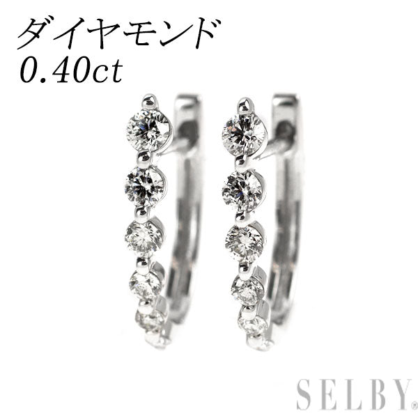 K18WG Diamond Earrings 0.40ct Hoop