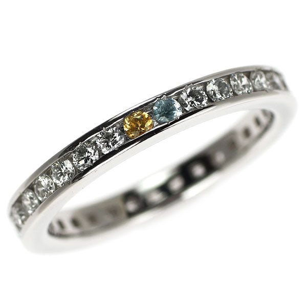 Pt950 Blue Topaz Citrine Diamond Ring D0.60ct Full Eternity
