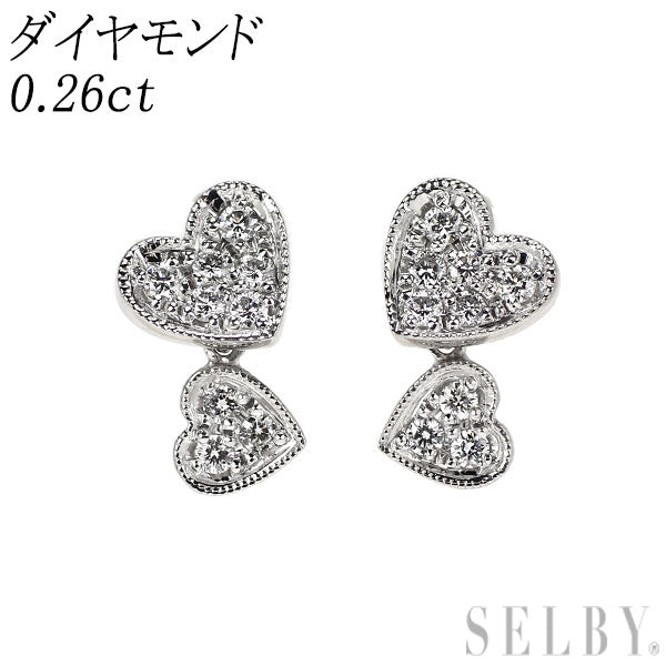 Pt900 ダイヤモンド ピアス 0.26ct ハート