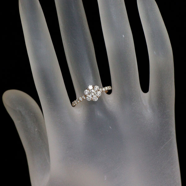 K18PG ダイヤモンド リング 0.70ct フラワー