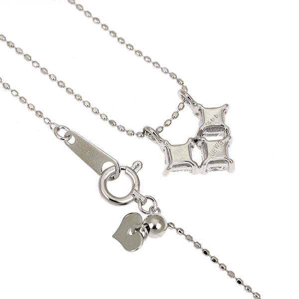 K18WG プリンセスカット ダイヤモンド ペンダントネックレス 0.65ct