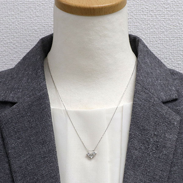 K18WG プリンセスカット ダイヤモンド ペンダントネックレス 0.65ct