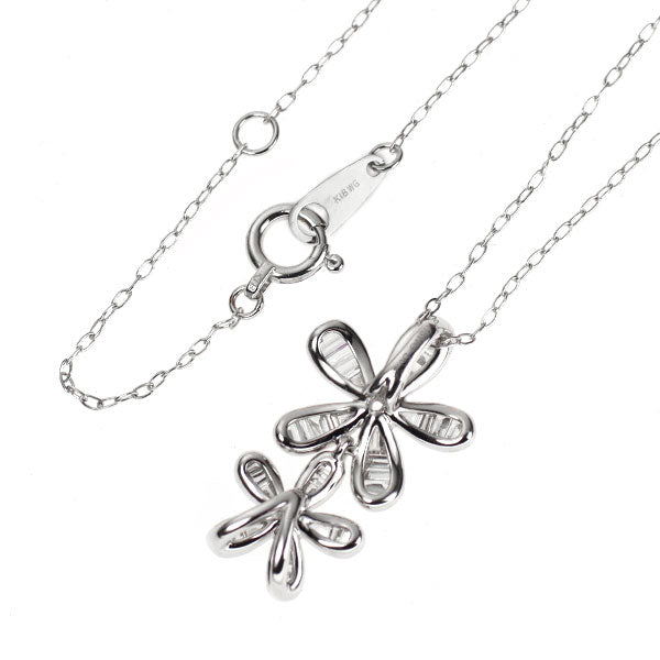 K18WG ダイヤモンド ペンダントネックレス 0.25ct フラワー