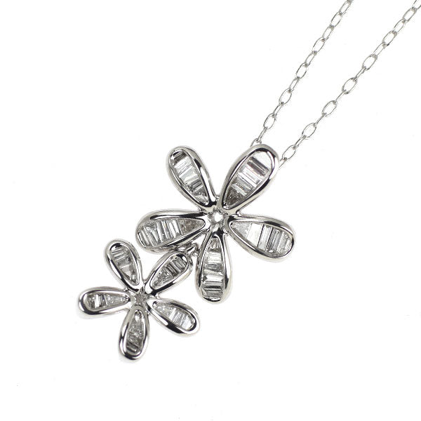 K18WG ダイヤモンド ペンダントネックレス 0.25ct フラワー