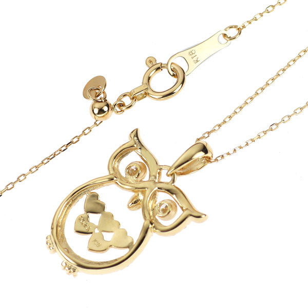 K18YG ダイヤモンド ペンダントネックレス 0.25ct フクロウ