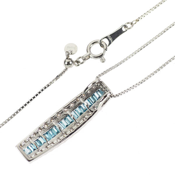 Pt900/ Pt850 Treat Blue/Colorless Diamond Pendant Necklace 0.50ct D0.50ct