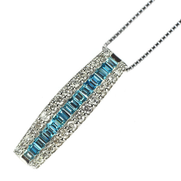 Pt900/ Pt850 Treat Blue/Colorless Diamond Pendant Necklace 0.50ct D0.50ct