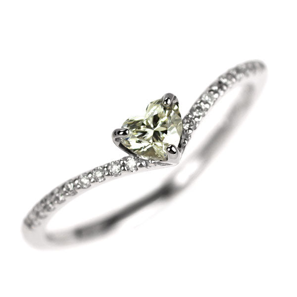 Pt900 ハートシェイプ ダイヤモンド  リング 0.24ct D0.07ct