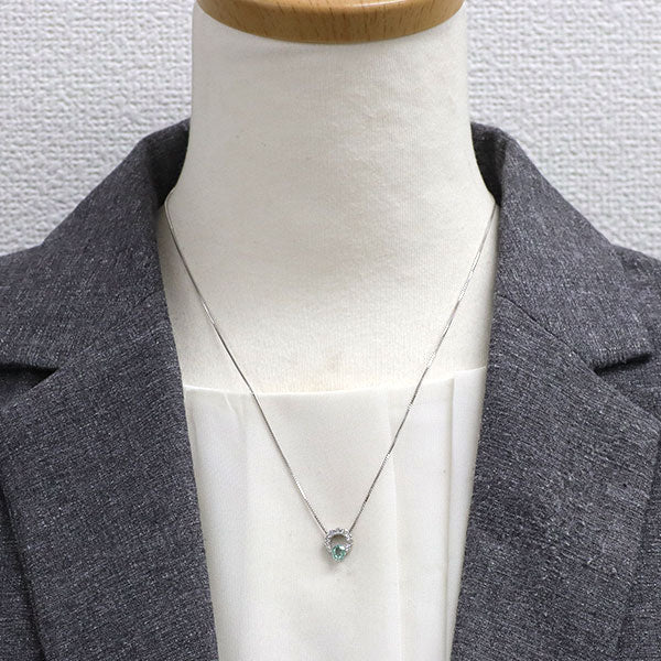 K18WG パライバ トルマリン ダイヤモンド ペンダントネックレス 0.38ct D0.20ct