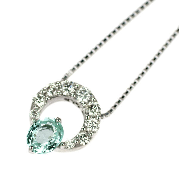 K18WG パライバ トルマリン ダイヤモンド ペンダントネックレス 0.38ct D0.20ct