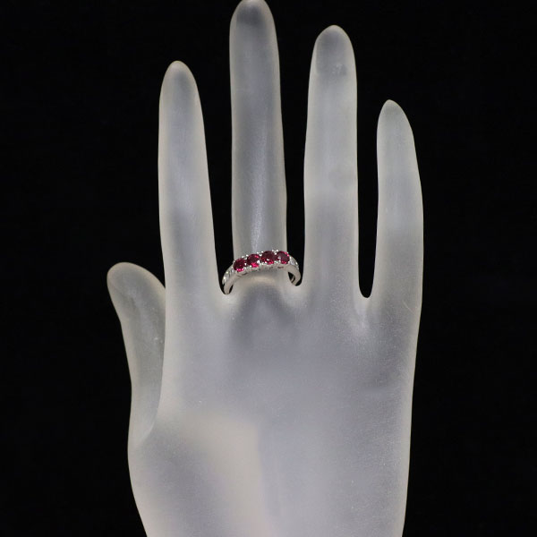 Pt900 Ruby Diamond Ring 0.93ct D0.33ct