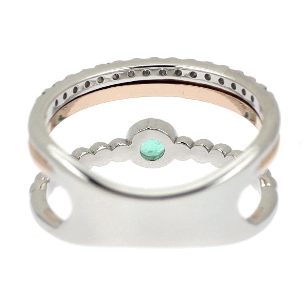 K18PG/Pt850 Paraiba Tourmaline Diamond Ring 0.08ct D0.06ct