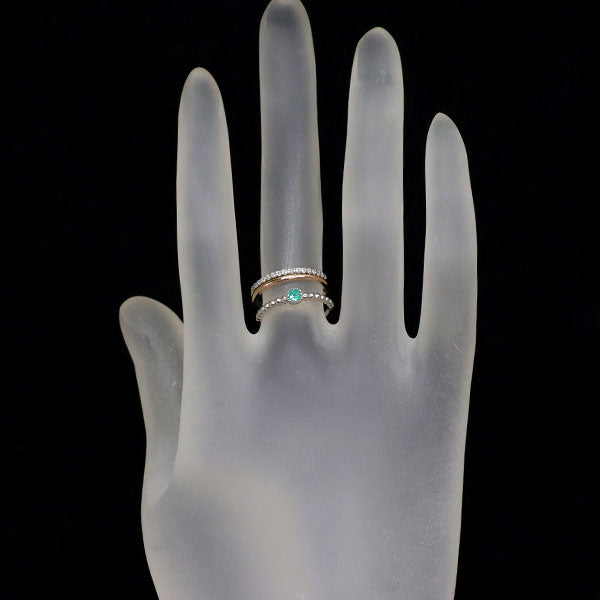 K18PG/Pt850 Paraiba Tourmaline Diamond Ring 0.08ct D0.06ct