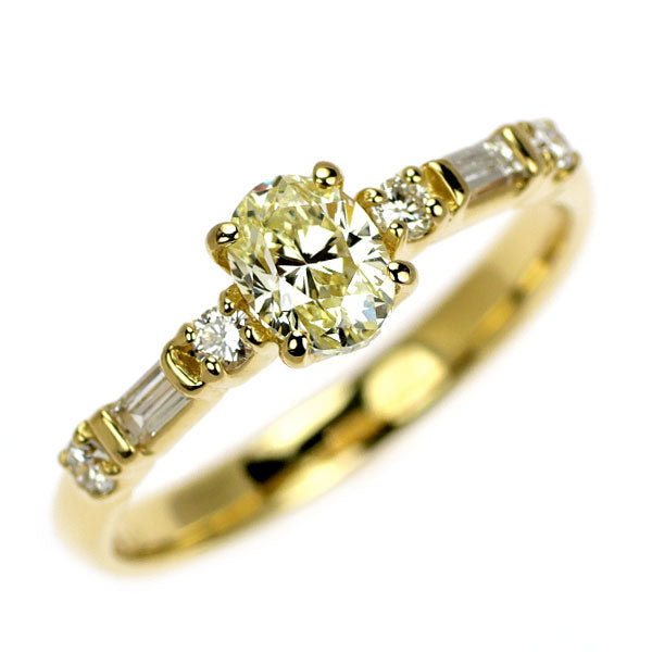 K18YG オーバル ダイヤモンド  リング 0.55ct D0.19ct