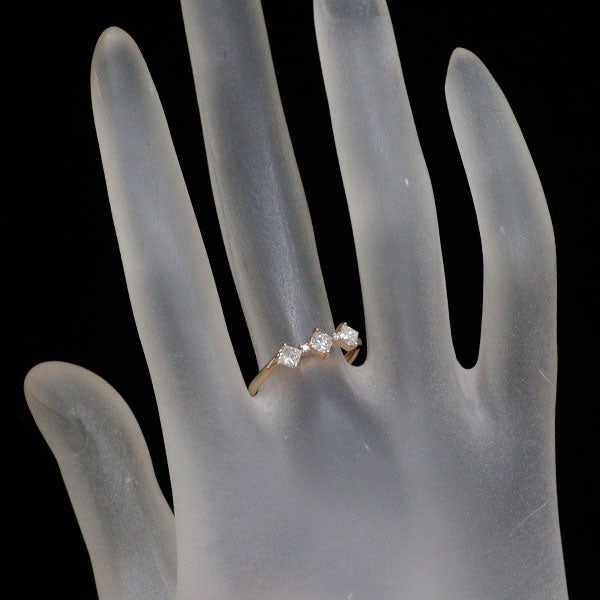 K18PG プリンセスカット ダイヤモンド リング 0.45ct D0.02ct