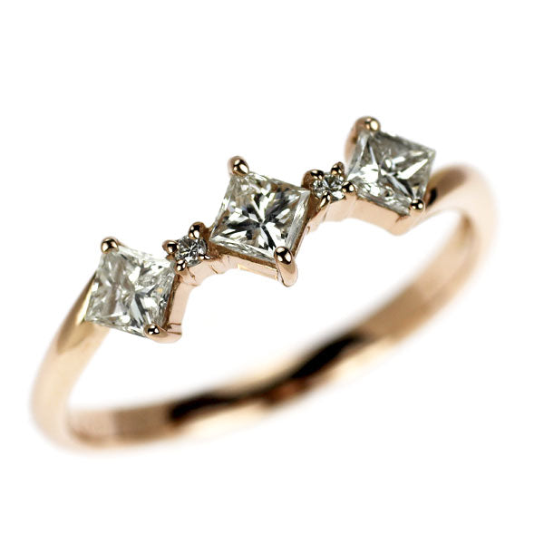 K18PG プリンセスカット ダイヤモンド リング 0.45ct D0.02ct