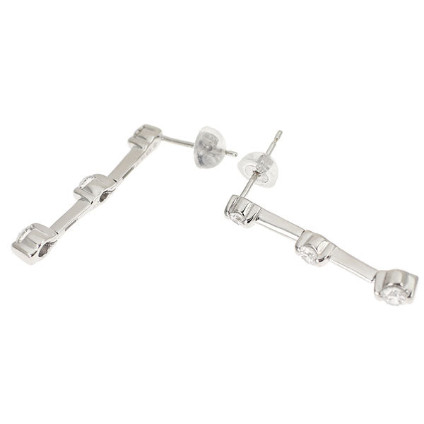 K18WG Diamond Earrings 0.54ct Three Stones