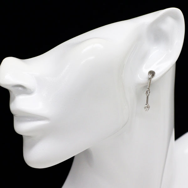 K18WG Diamond Earrings 0.54ct Three Stones