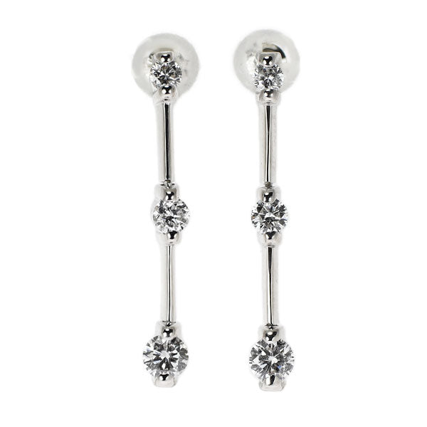 K18WG Diamond Earrings 0.54ct Three Stones