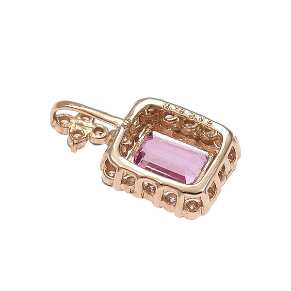 新品 K18PG 強蛍光 ピンク サファイア ダイヤモンド ペンダントトップ 0.58ct D0.19ct 【エスコレ】