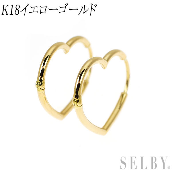 新品 K18YG ピアス 【エスコレ】 ハートフープ