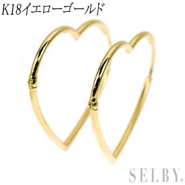 新品 K18YG ピアス 【エスコレ】 ハートフープ