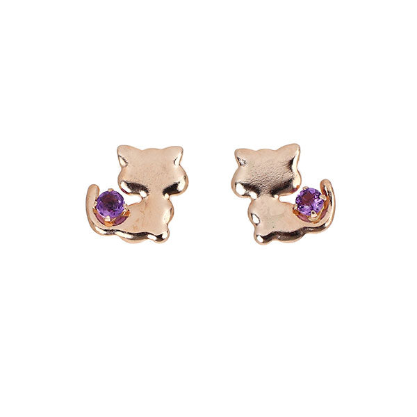 新品 K10PG アメジスト ピアス 【エスコレ】猫 ネコ アニマル