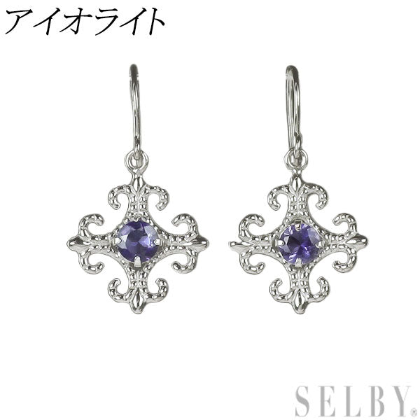 新品 K10WG アイオライト ピアス 【エスコレ】