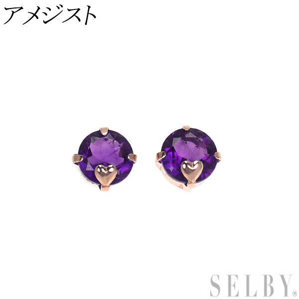 新品 K10PG アメジスト ピアス 【エスコレ】