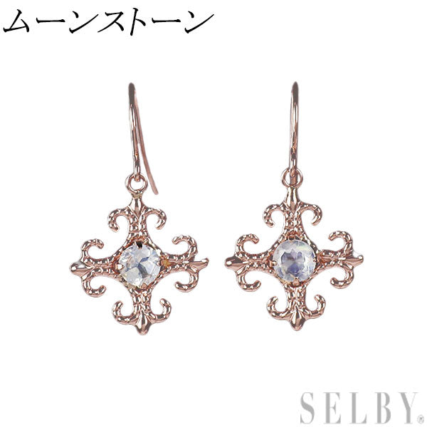 新品 K10PG ムーンストーン ピアス 【エスコレ】