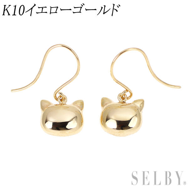 新品 K10YG ピアス 【エスコレ】猫 ネコ アニマル