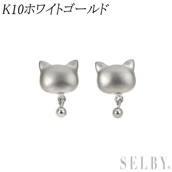 新品 K10WG ピアス 【エスコレ】猫 ネコ アニマル