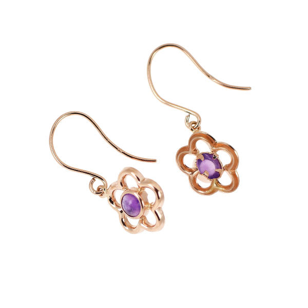 新品 K10PG アメジスト ピアス 【エスコレ】 フラワー