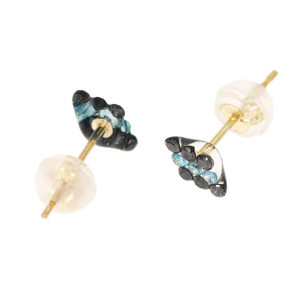 新品 K10YG ブラック/トリートブルー ダイヤモンド ピアス 0.28ct 【エスコレ】