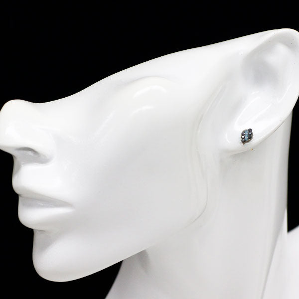 新品 K10YG ブラック/トリートブルー ダイヤモンド ピアス 0.28ct 【エスコレ】