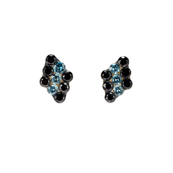 新品 K10YG ブラック/トリートブルー ダイヤモンド ピアス 0.28ct 【エスコレ】