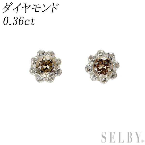 新品 K18YG ダイヤモンド ピアス 0.36ct 【エスコレ】 フラワー