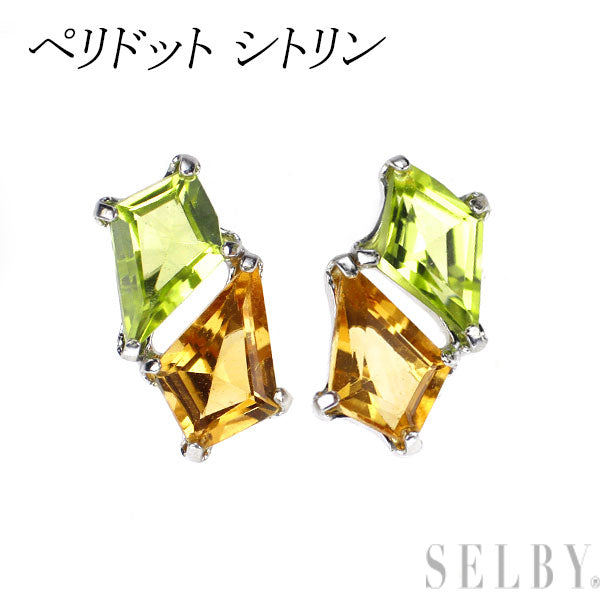 新品 K10WG ペリドット シトリン ピアス 【エスコレ】