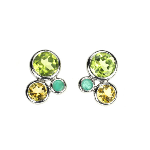 新品 Pt950 ペリドット シトリン エメラルド ピアス 【エスコレ】