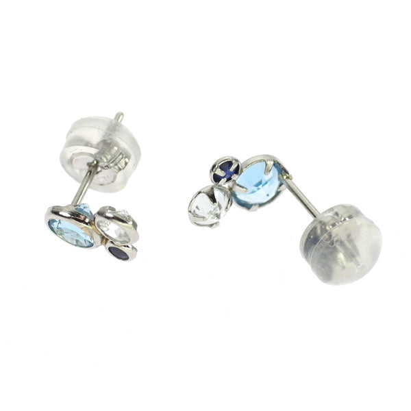新品 Pt950 ブルー トパーズ アクアマリン サファイア ピアス 【エスコレ】