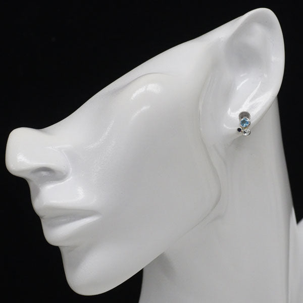 新品 Pt950 ブルー トパーズ アクアマリン サファイア ピアス 【エスコレ】